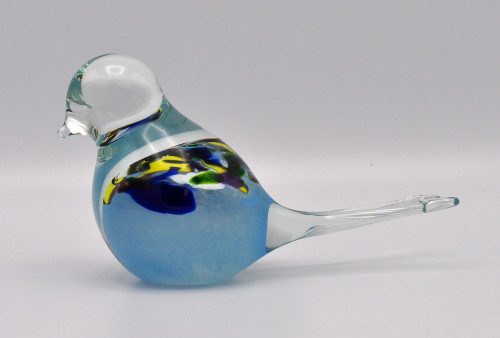 Loranto + Vogel, lichtblauw met gekleurde vlekken